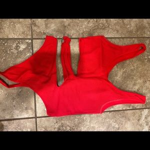 Red cut out bodysuit